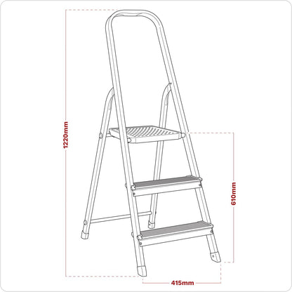 Sealey ASL3S Aluminium Step Ladder 3-Tread EN 131