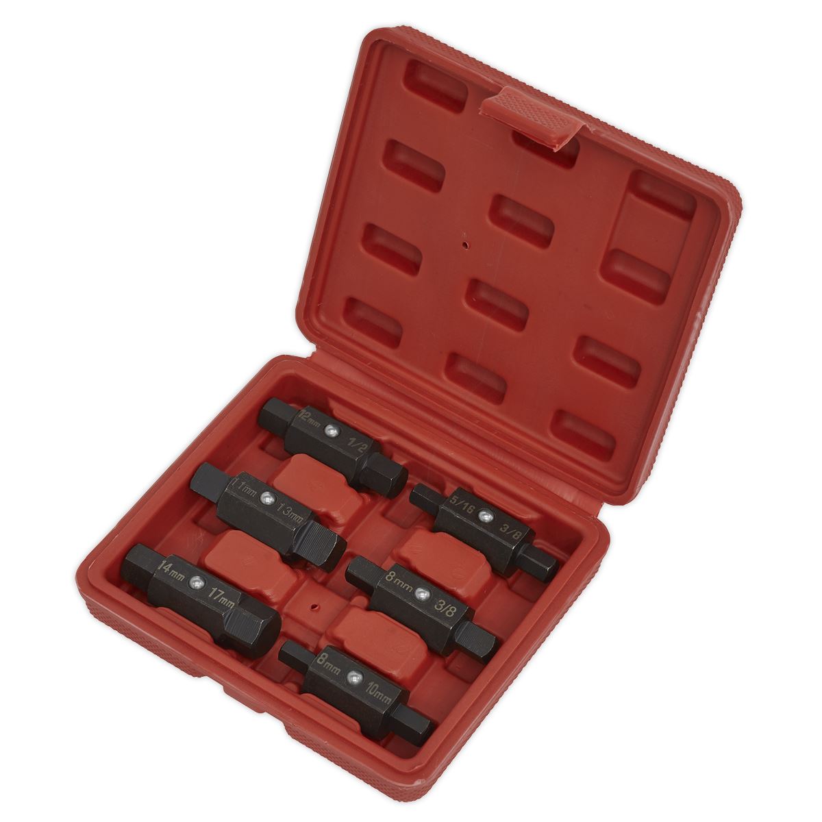 Sealey AK658 Oil Drain Plug Key Set 6pc Double End