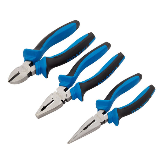 Draper 45864 Soft Grip Pliers Set 160mm Blue 3 Piece