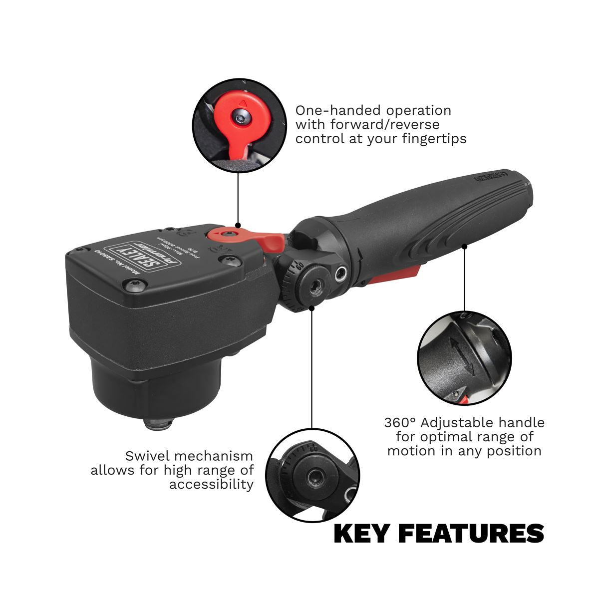 Sealey SA6010 Air Impact Wrench 1/2"Sq Drive Super Stubby - Twin Hammer