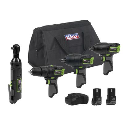 Sealey CP108VCOMBO2EU 4 x 10.8V SV10.8 Series Cordless Combo Kit - 2 Batteries & Euro Plug