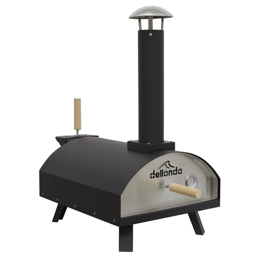 Dellonda DG10 Portable Wood - Fired 14" Pizza & Smoking Oven - Black/Stainless Steel