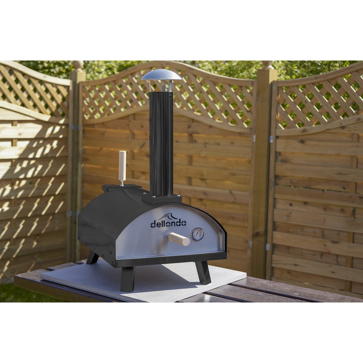 Dellonda DG10 Portable Wood - Fired 14" Pizza & Smoking Oven - Black/Stainless Steel - McCormickTools