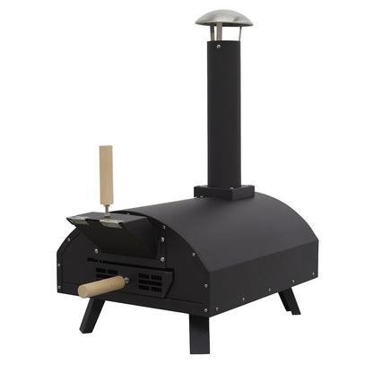 Dellonda DG10 Portable Wood - Fired 14" Pizza & Smoking Oven - Black/Stainless Steel - McCormickTools