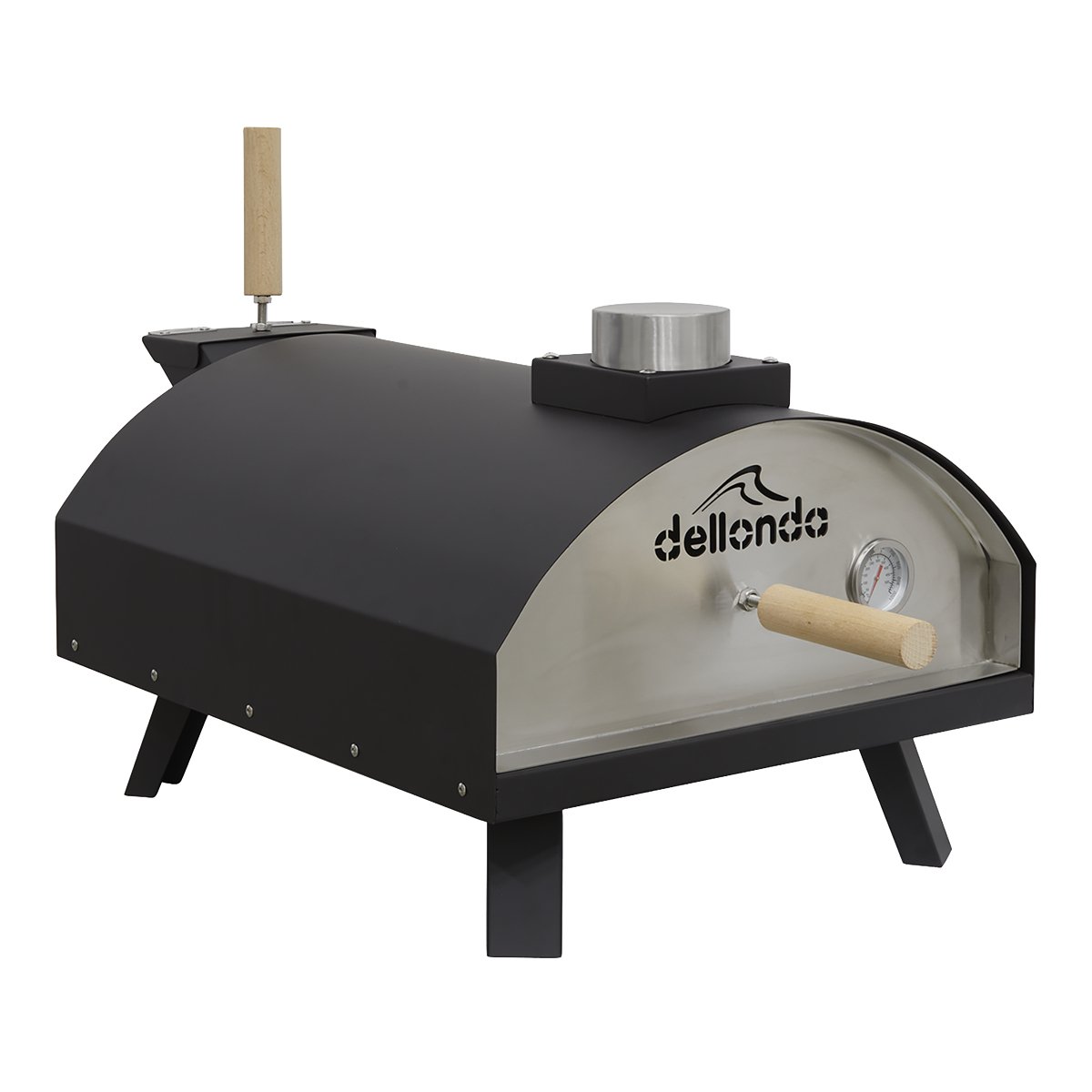 Dellonda DG10 Portable Wood - Fired 14" Pizza & Smoking Oven - Black/Stainless Steel - McCormickTools