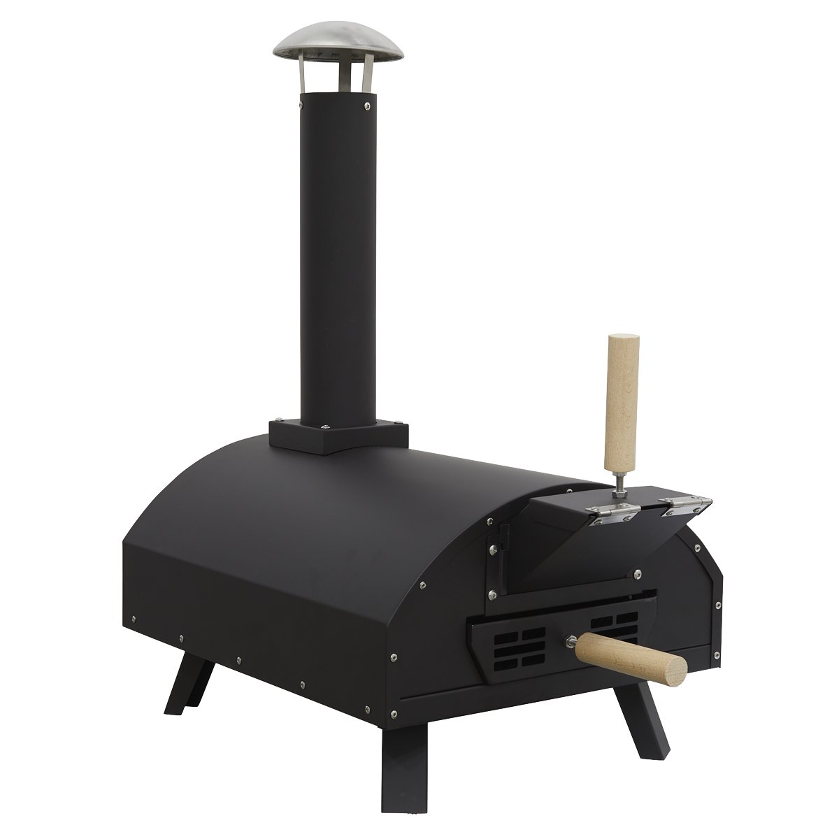 Dellonda DG10 Portable Wood - Fired 14" Pizza & Smoking Oven - Black/Stainless Steel - McCormickTools