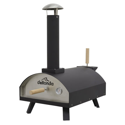 Dellonda DG10 Portable Wood - Fired 14" Pizza & Smoking Oven - Black/Stainless Steel - McCormickTools