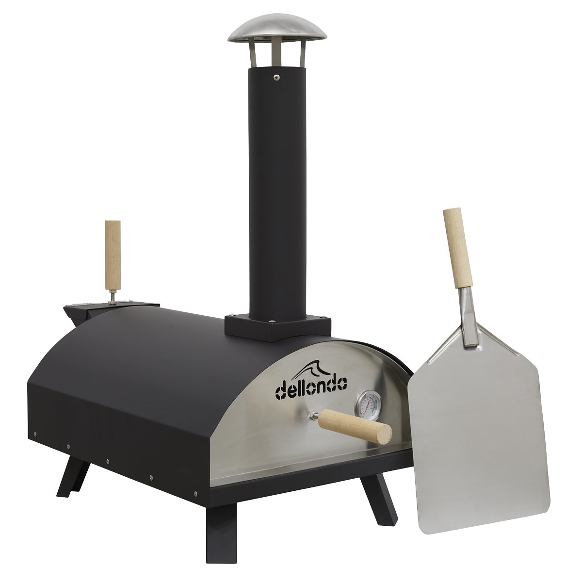 Dellonda DG10 Portable Wood - Fired 14" Pizza & Smoking Oven - Black/Stainless Steel - McCormickTools