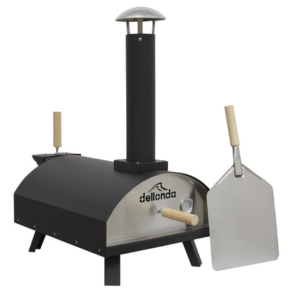 Dellonda DG10 Portable Wood - Fired 14" Pizza & Smoking Oven - Black/Stainless Steel - McCormickTools