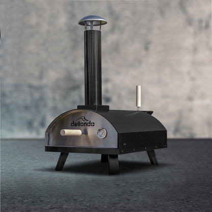 Dellonda DG10 Portable Wood - Fired 14" Pizza & Smoking Oven - Black/Stainless Steel - McCormickTools