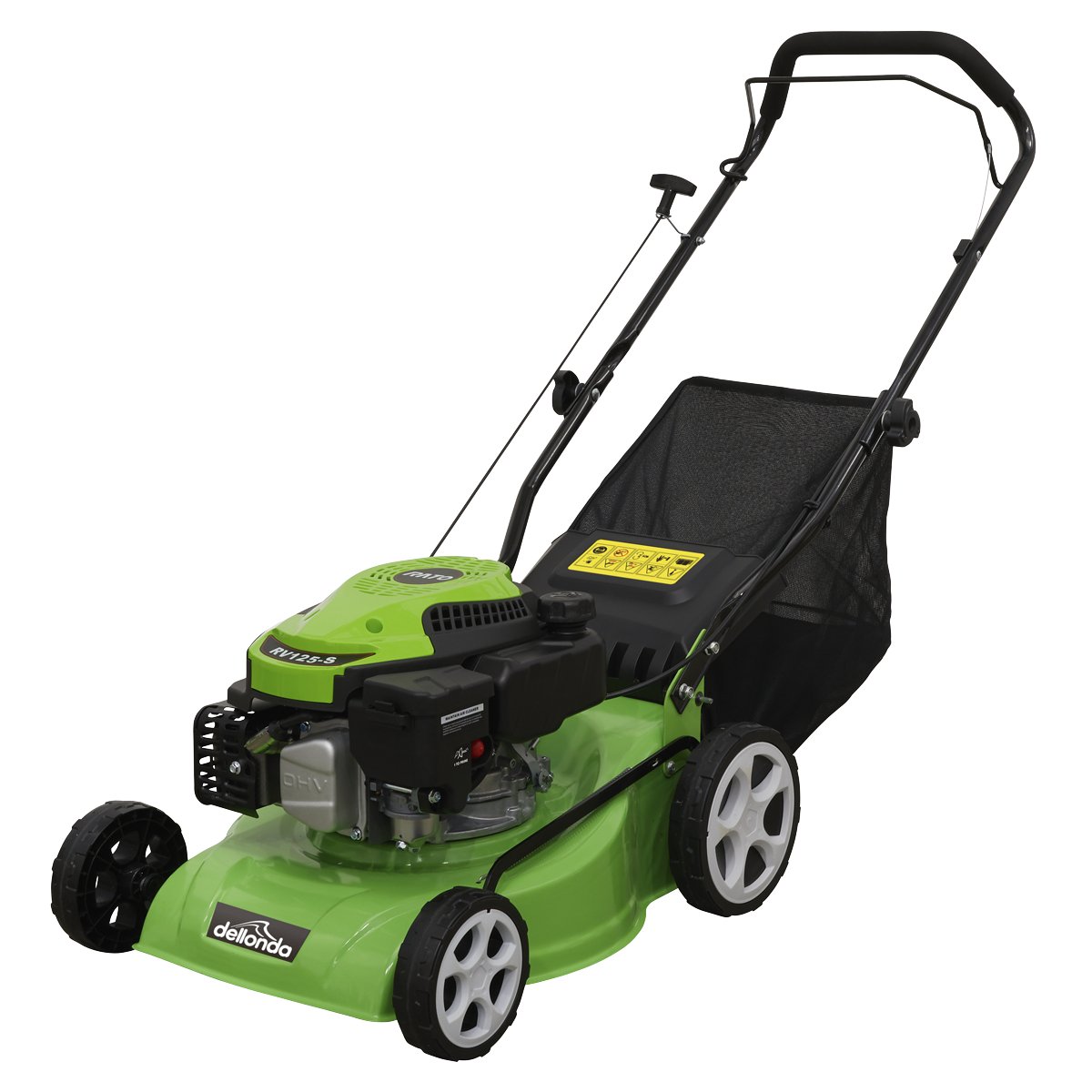 Dellonda DG100 Hand - Propelled Petrol Lawnmower Grass Cutter 132cc 16"/40cm 4 - Stroke