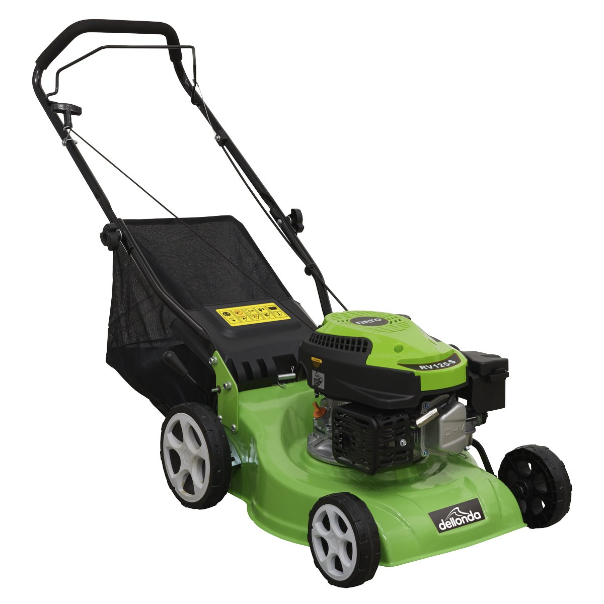 Dellonda DG100 Hand - Propelled Petrol Lawnmower Grass Cutter 132cc 16"/40cm 4 - Stroke