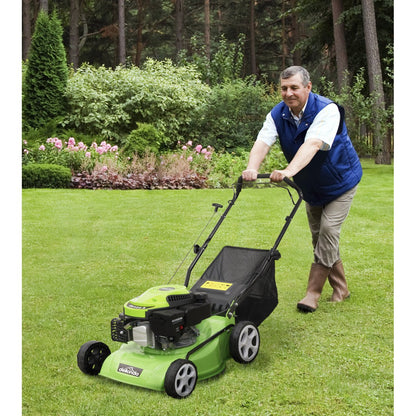 Dellonda DG100 Hand - Propelled Petrol Lawnmower Grass Cutter 132cc 16"/40cm 4 - Stroke