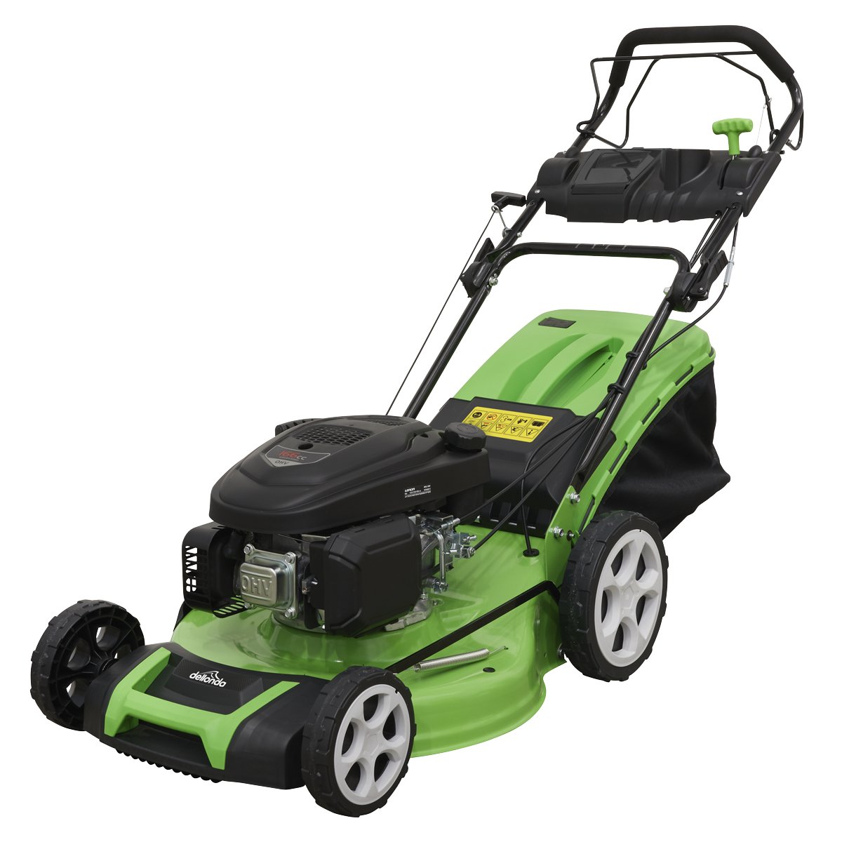 Dellonda DG102 Self - Propelled Petrol Lawnmower Grass Cutter with Height Adjustment & Grass Bag 171cc 20"/51cm 4 - Stroke Engine