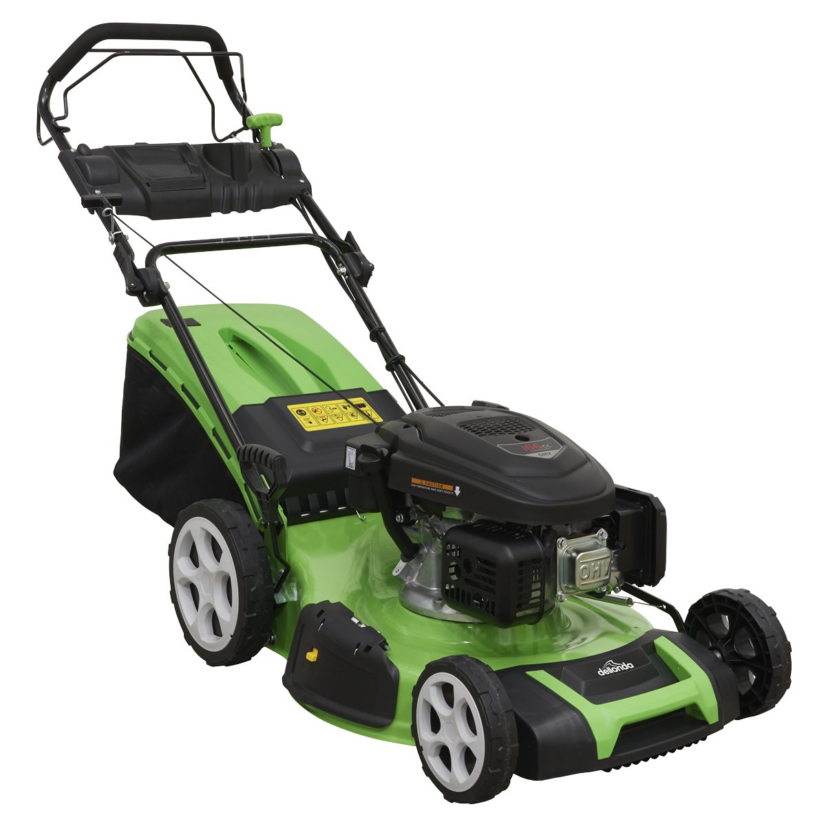 Dellonda DG102 Self - Propelled Petrol Lawnmower Grass Cutter with Height Adjustment & Grass Bag 171cc 20"/51cm 4 - Stroke Engine