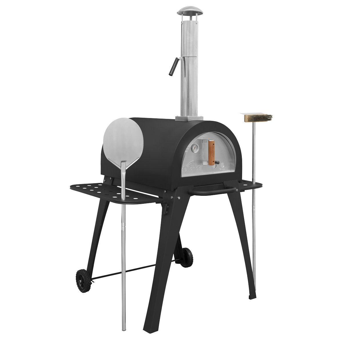 Dellonda DG103 Large Outdoor Wood - Fired Pizza Oven & Smoker with Side Shelves & Stand - McCormickTools