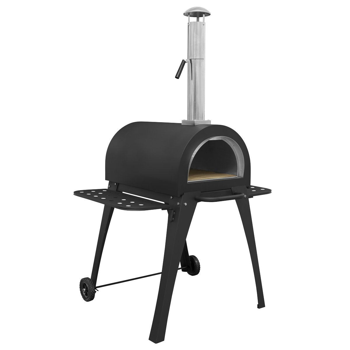 Dellonda DG103 Large Outdoor Wood - Fired Pizza Oven & Smoker with Side Shelves & Stand - McCormickTools