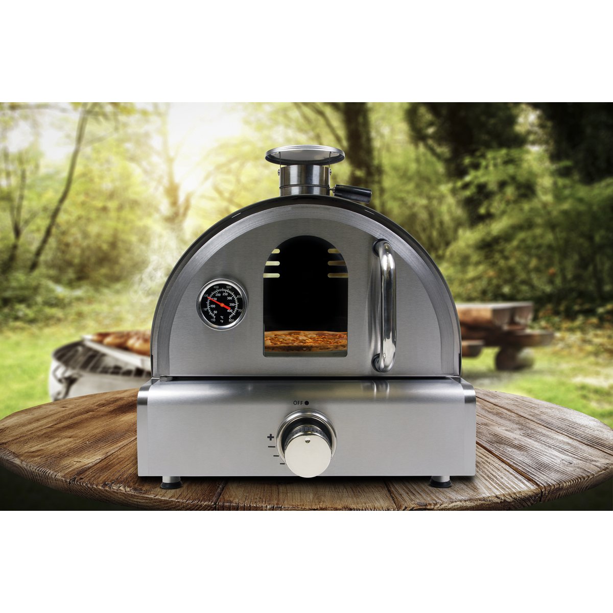 Dellonda DG104 Outdoor Tabletop Gas Powered Pizza Oven with Temperature Display