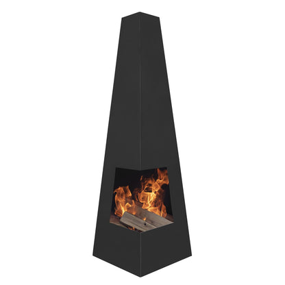 Dellonda DG105 Chiminea Wood Burner Heater for Outdoors W45cm x H150cm - Black Steel - McCormickTools