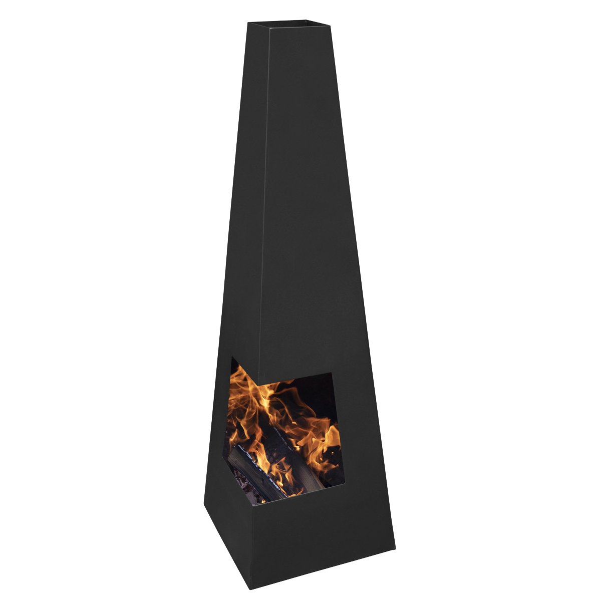 Dellonda DG105 Chiminea Wood Burner Heater for Outdoors W45cm x H150cm - Black Steel - McCormickTools