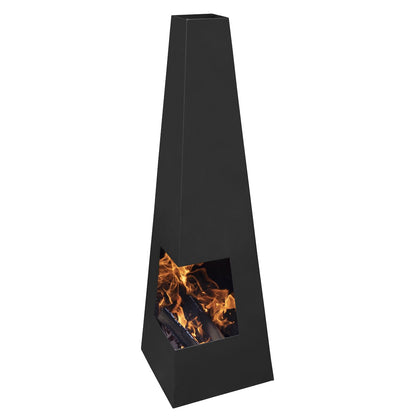 Dellonda DG105 Chiminea Wood Burner Heater for Outdoors W45cm x H150cm - Black Steel - McCormickTools