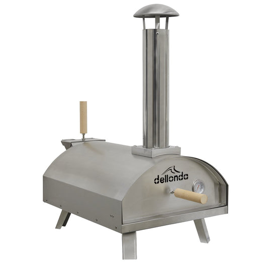 Dellonda DG11 14" Portable Wood - Fired Pizza & Smoking Oven - Stainless Steel