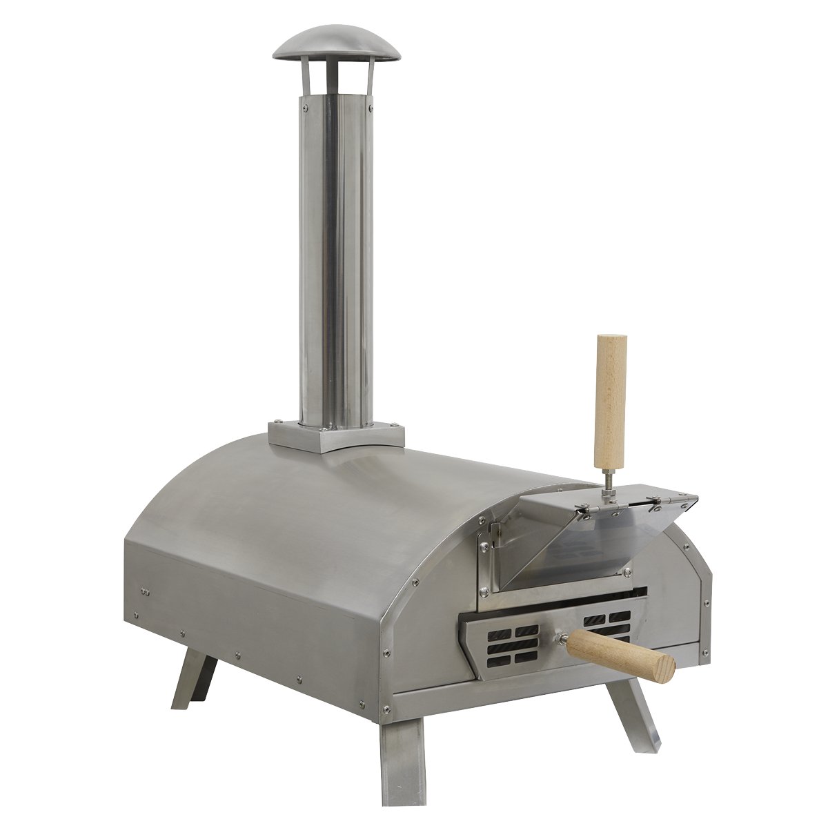 Dellonda DG11 14" Portable Wood - Fired Pizza & Smoking Oven - Stainless Steel - McCormickTools