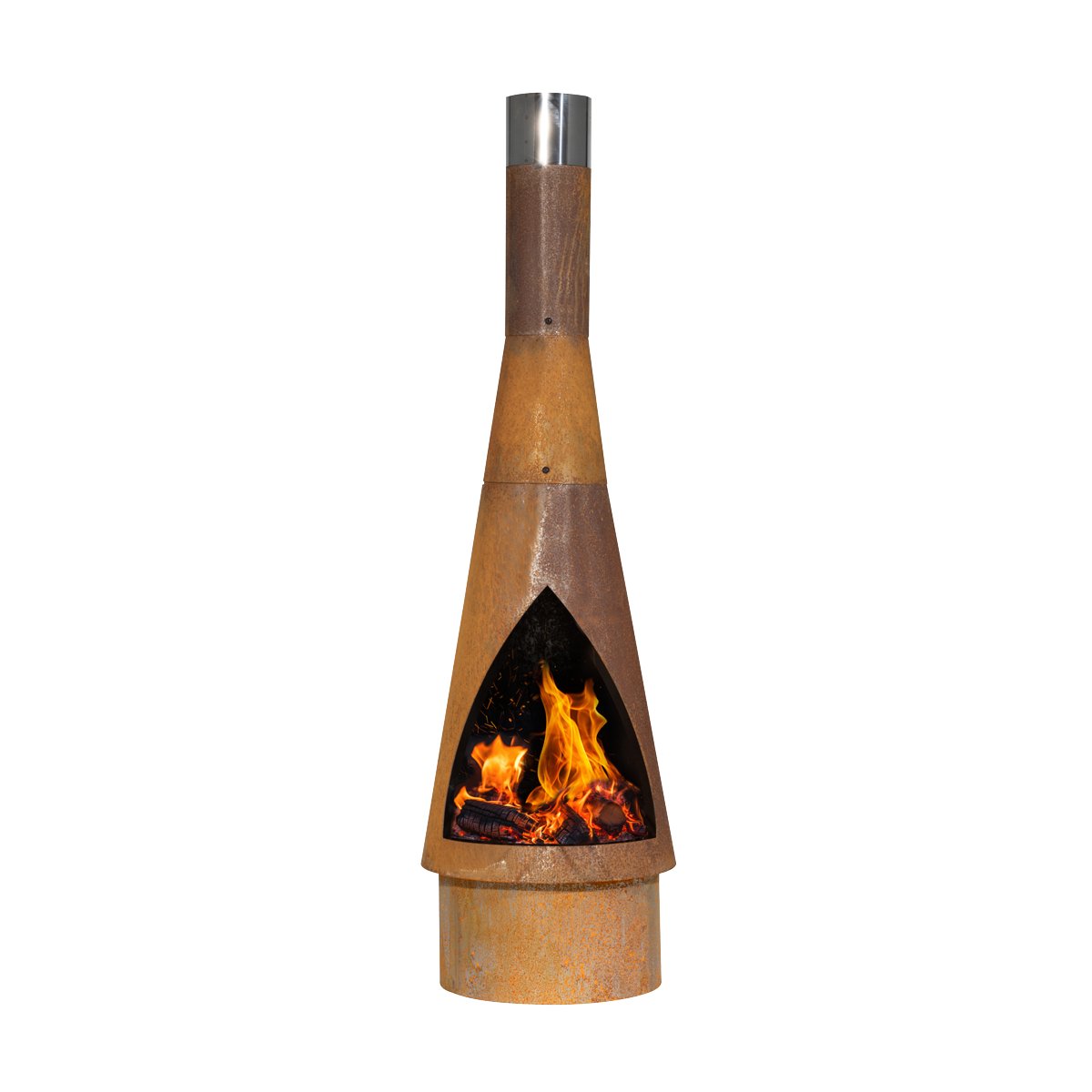 Dellonda DG110 Outdoor/Garden/Patio Conical Chiminea Fireplace Fire Pit Heater H127cm - Corten Steel - McCormickTools