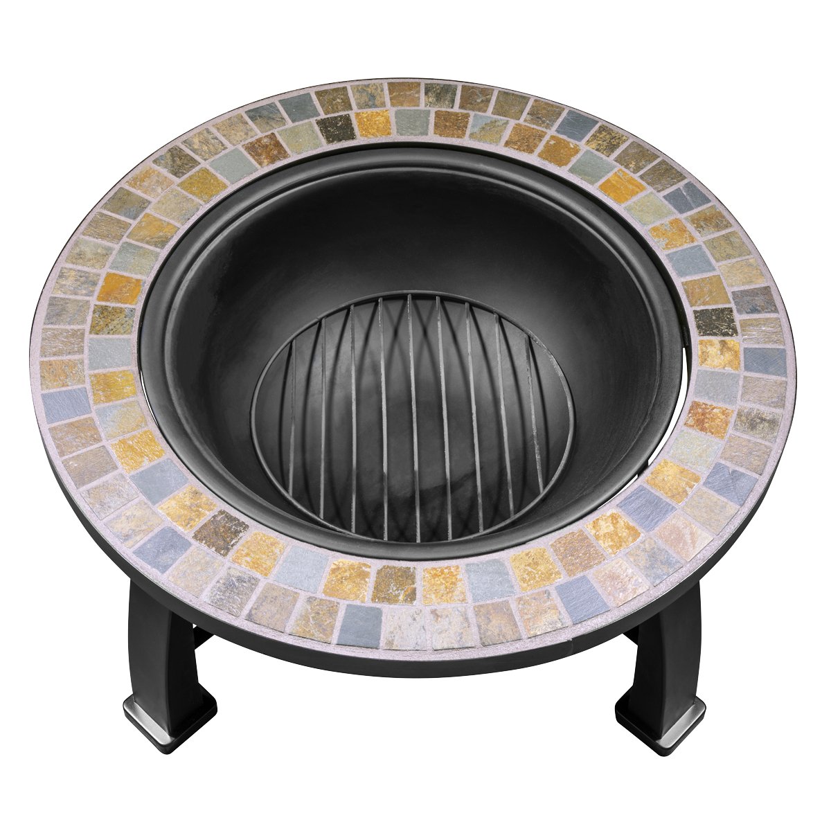 Dellonda DG111 30" Deluxe Traditional Style Fire Pit/Fireplace/Outdoor Heater - Slate - McCormickTools