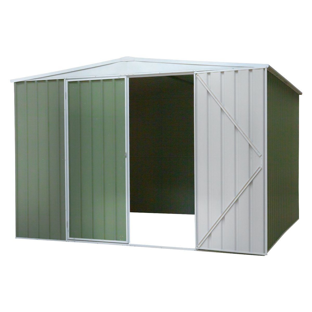 Dellonda DG116 Galvanised Steel Metal Garden/Outdoor/Storage Shed 10FT x 10FT Apex Style Roof - Green - McCormickTools