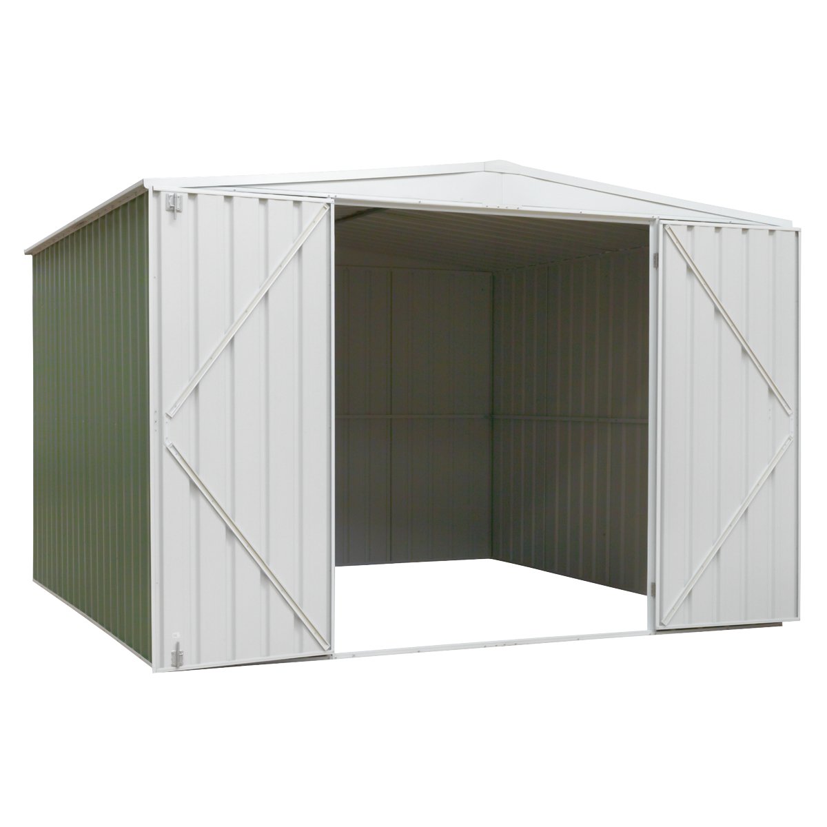 Dellonda DG116 Galvanised Steel Metal Garden/Outdoor/Storage Shed 10FT x 10FT Apex Style Roof - Green - McCormickTools