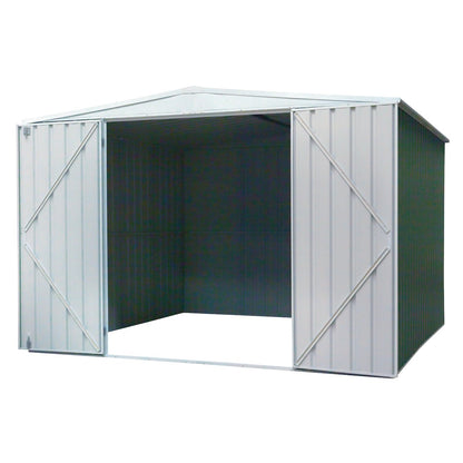 Dellonda DG116 Galvanised Steel Metal Garden/Outdoor/Storage Shed 10FT x 10FT Apex Style Roof - Green - McCormickTools