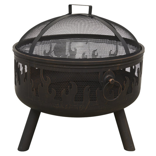 Dellonda DG117 Deluxe Firepit Fireplace Outdoor Patio Heater Cooking Grill & Poker