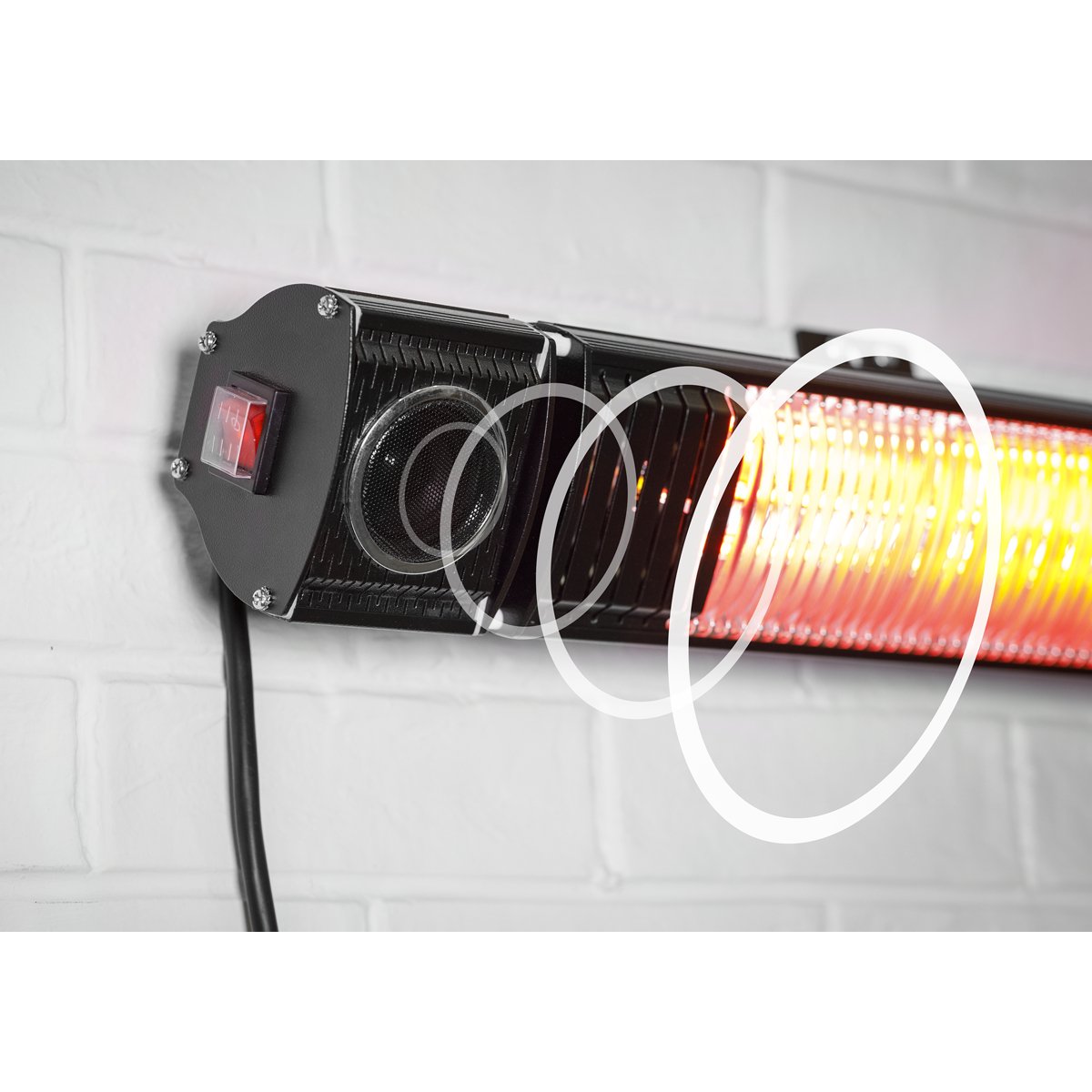 Dellonda DG125 Infrared Outdoor 2000W Patio Heater with Speakers for Music Black - McCormickTools