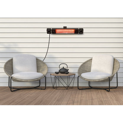 Dellonda DG125 Infrared Outdoor 2000W Patio Heater with Speakers for Music Black - McCormickTools