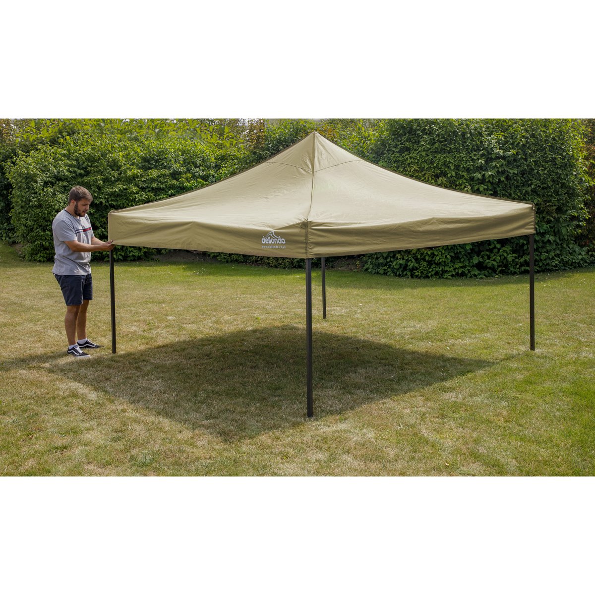 Dellonda DG126 Premium 2x2m Pop - Up Gazebo Heavy Duty PVC Coated Water Resistant Fabric Beige - McCormickTools