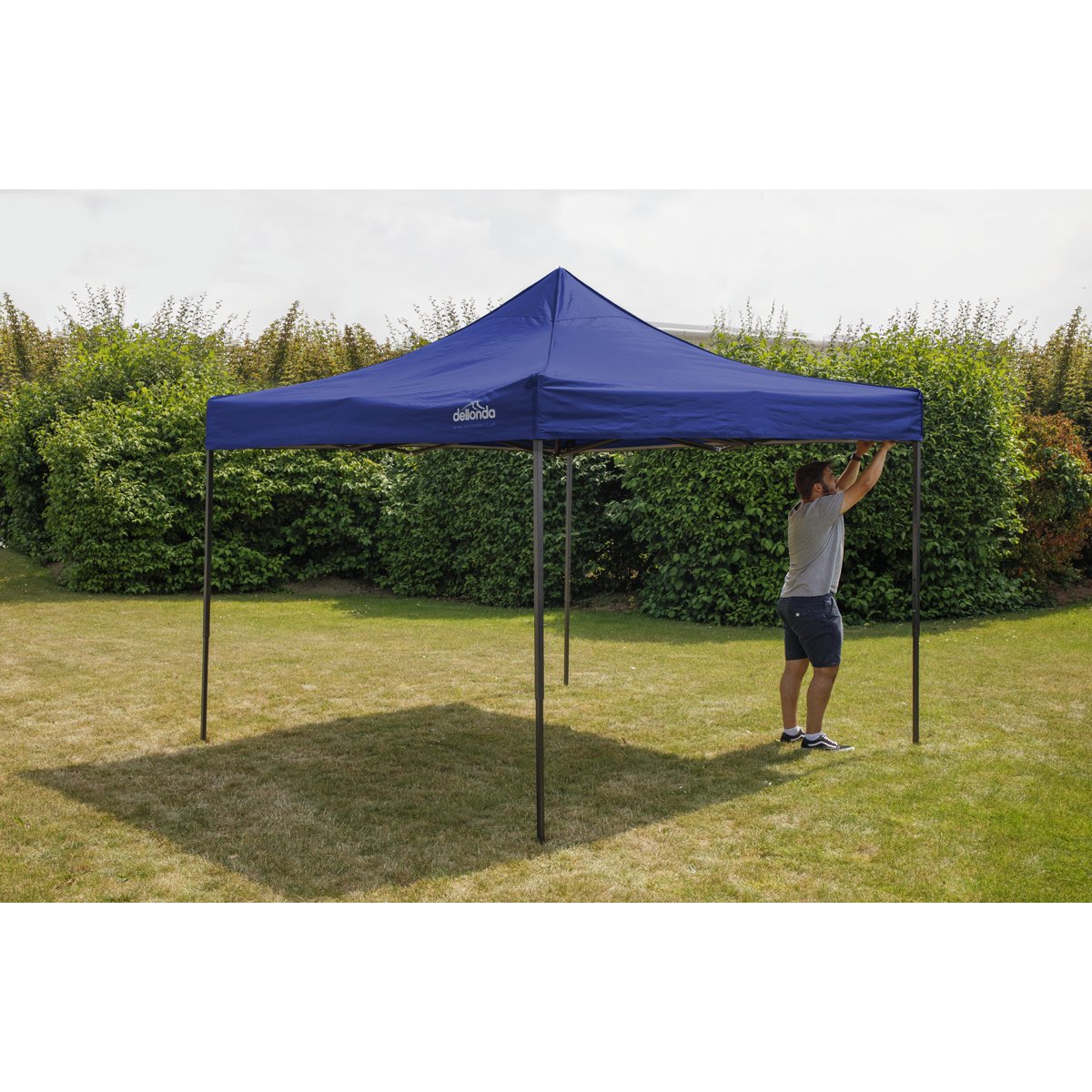 Dellonda DG127 Premium 2x2m Pop - Up Gazebo Heavy Duty PVC Coated Water Resistant Fabric Blue - McCormickTools