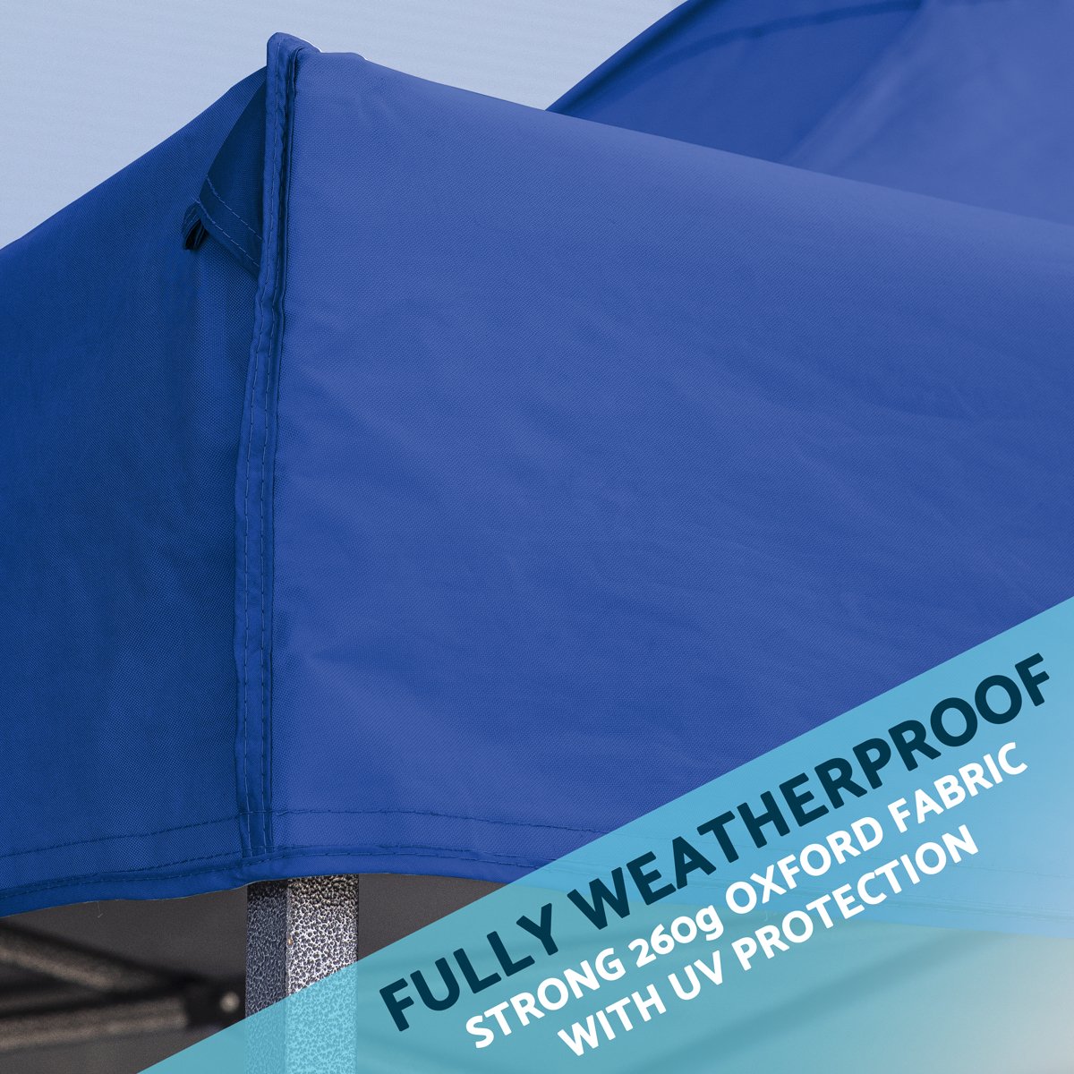 Dellonda DG127 Premium 2x2m Pop - Up Gazebo Heavy Duty PVC Coated Water Resistant Fabric Blue - McCormickTools