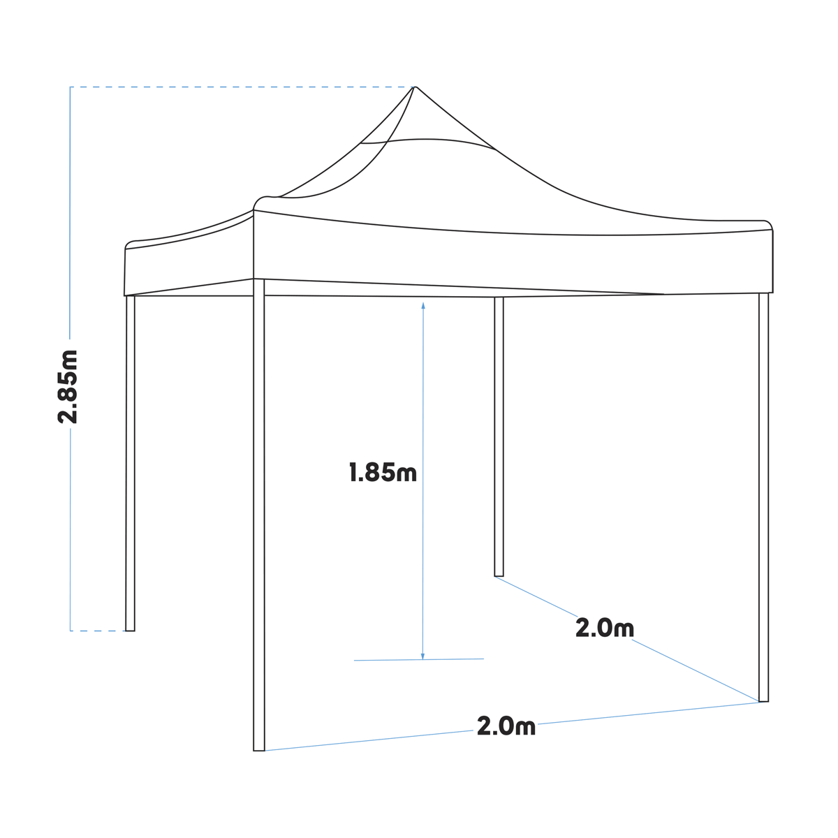 Dellonda DG129 Premium 2x2m Pop - Up Gazebo Heavy Duty PVC Coated Water Resistant Fabric Grey - McCormickTools