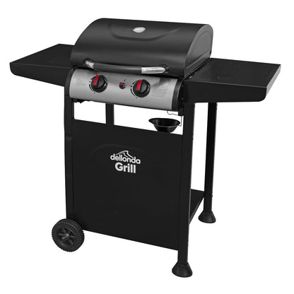 Dellonda DG13 2 Burner Gas BBQ Grill with Ignition & Thermometer - Black/Stainless Steel - McCormickTools