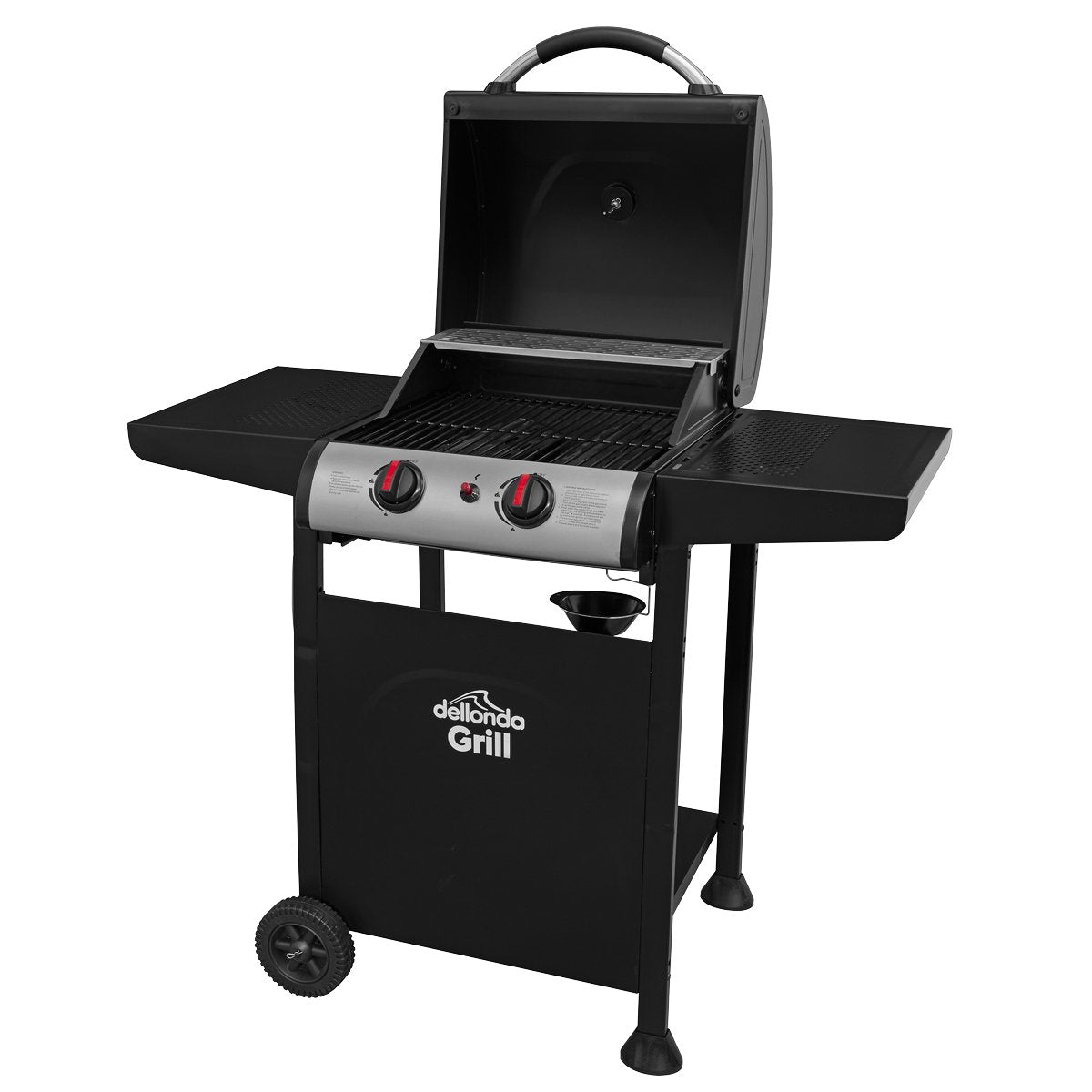 Dellonda DG13 2 Burner Gas BBQ Grill with Ignition & Thermometer - Black/Stainless Steel - McCormickTools