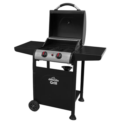 Dellonda DG13 2 Burner Gas BBQ Grill with Ignition & Thermometer - Black/Stainless Steel - McCormickTools