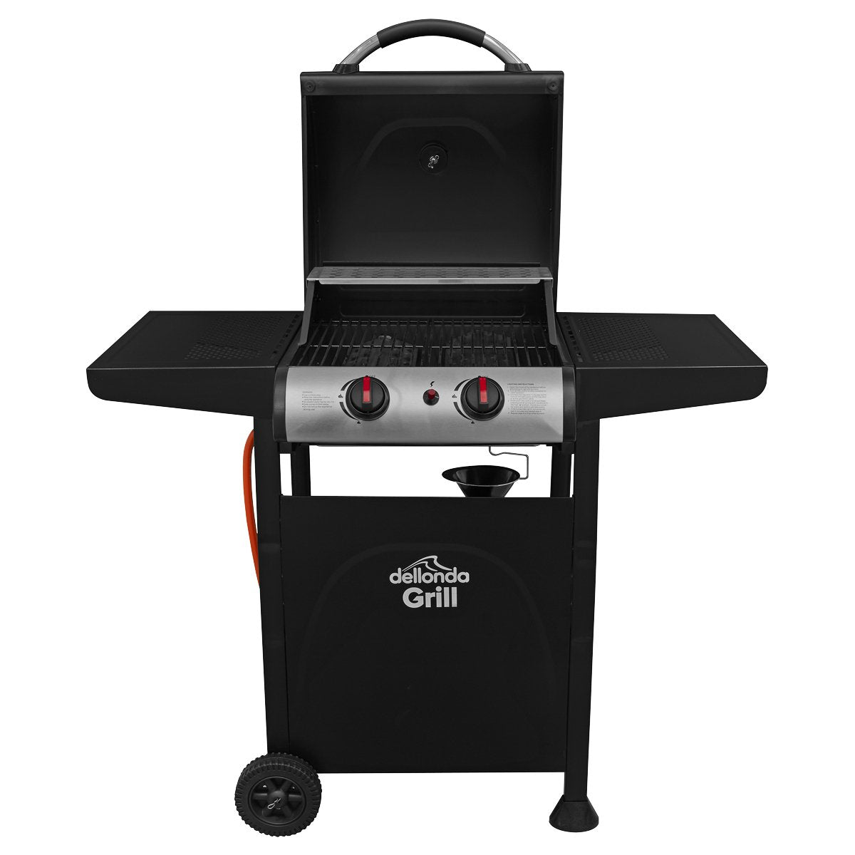 Dellonda DG13 2 Burner Gas BBQ Grill with Ignition & Thermometer - Black/Stainless Steel - McCormickTools