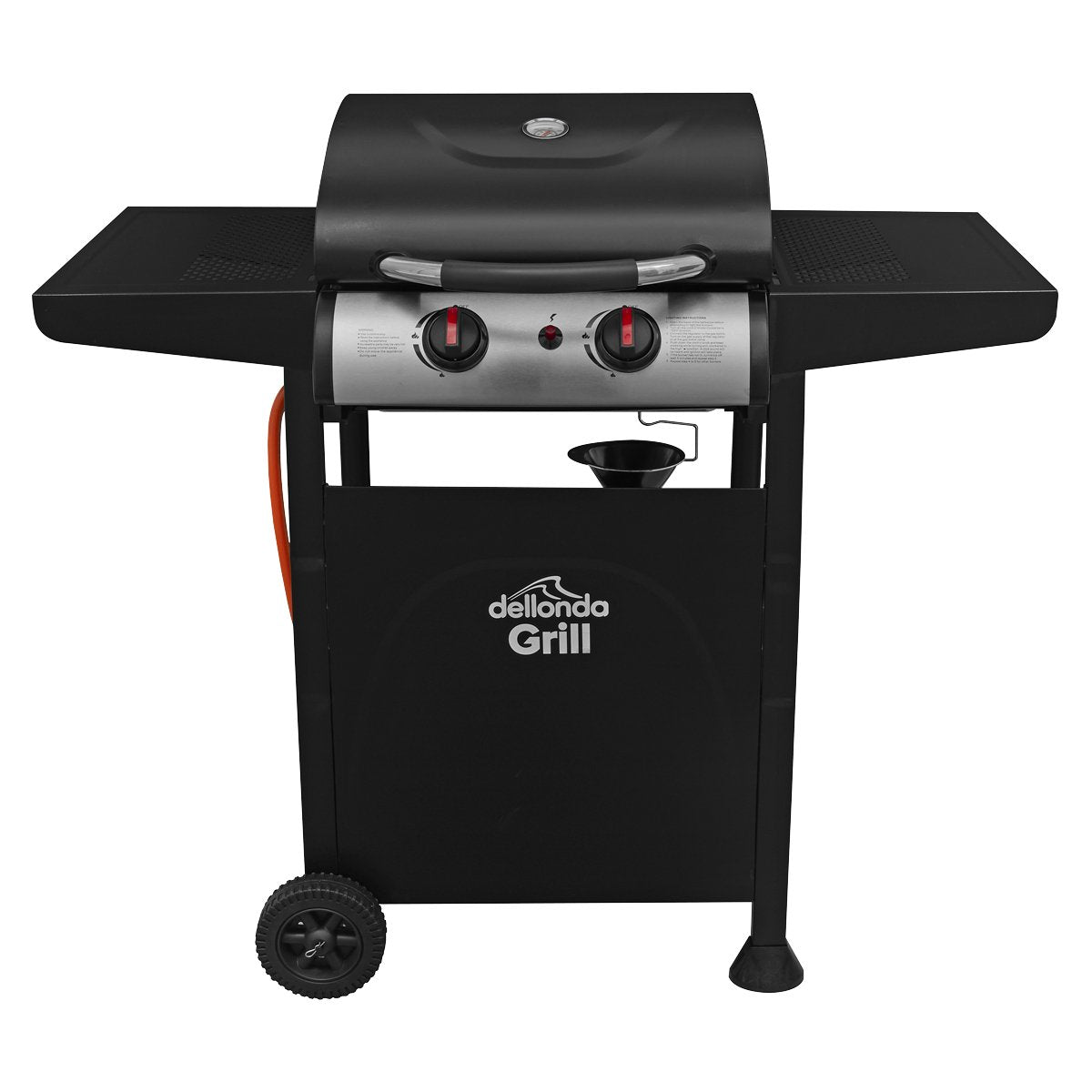 Dellonda DG13 2 Burner Gas BBQ Grill with Ignition & Thermometer - Black/Stainless Steel - McCormickTools