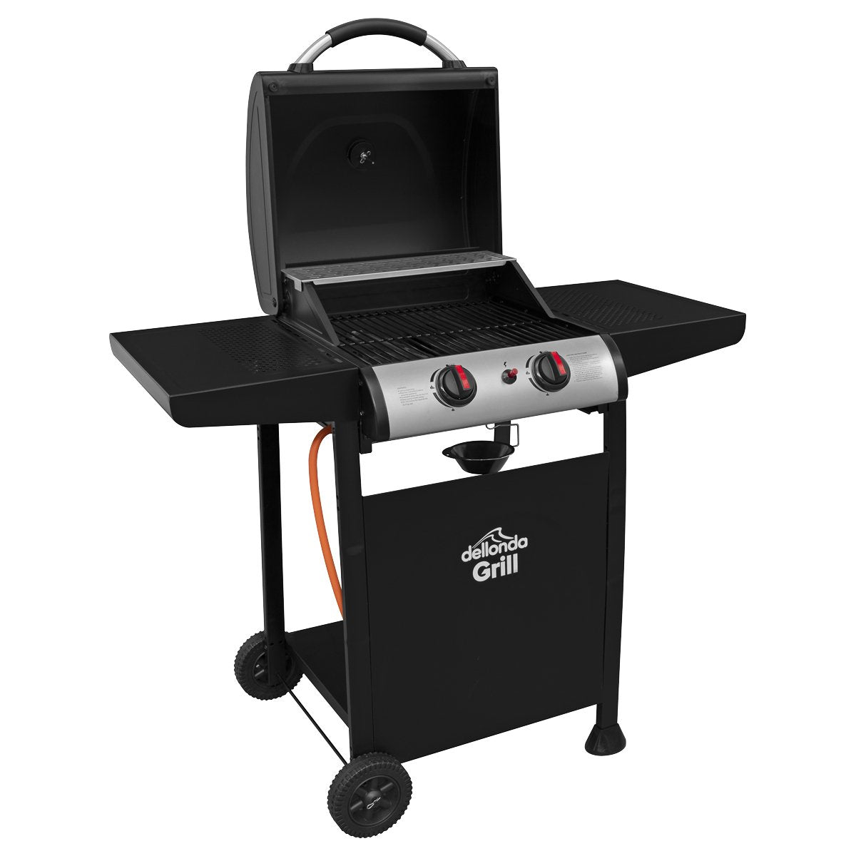 Dellonda DG13 2 Burner Gas BBQ Grill with Ignition & Thermometer - Black/Stainless Steel - McCormickTools