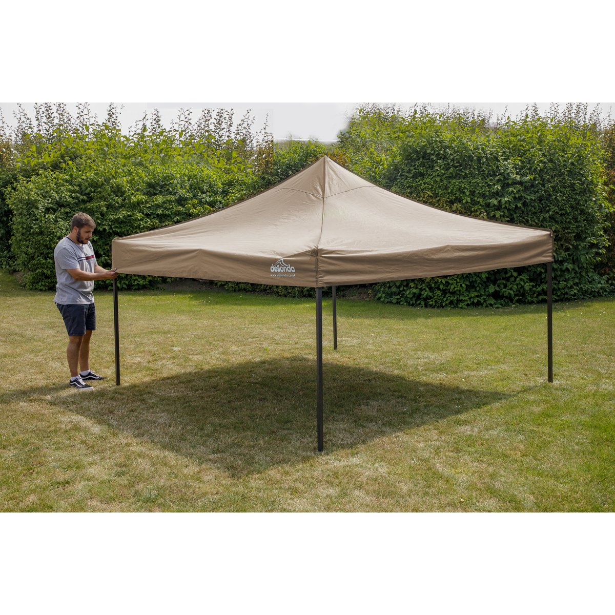 Dellonda DG130 Premium 3 x 3m Pop - Up Gazebo PVC Coated Water Resistant Fabric Beige - McCormickTools