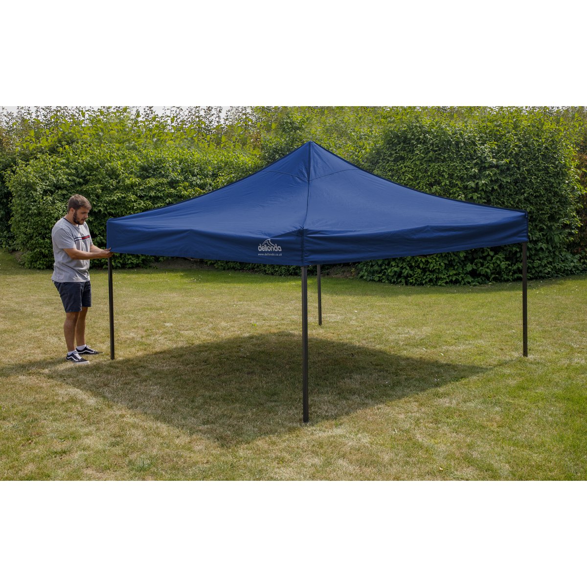 Dellonda DG131 Premium 3 x 3m Pop - Up Gazebo PVC Coated Water Resistant Fabric Blue - McCormickTools