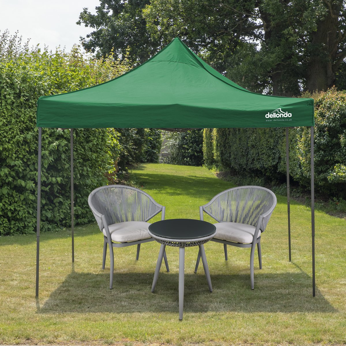 Dellonda DG132 Premium 3 x 3m Pop - Up Gazebo PVC Coated Water Resistant Fabric Dark Green