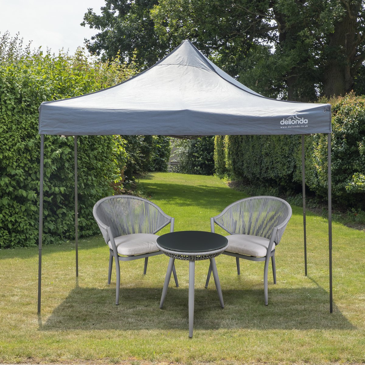 Dellonda DG133 Premium 3 x 3m Pop - Up Gazebo PVC Coated Water Resistant Fabric Grey - McCormickTools