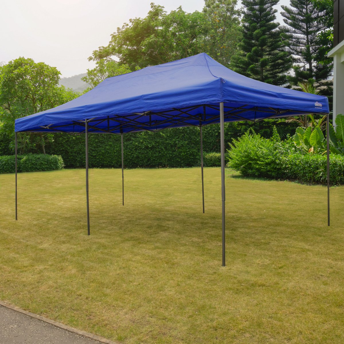 Dellonda DG139 Premium 3x6m Pop - Up Gazebo Heavy Duty PVC Coated Water Resistant Fabric Blue - McCormickTools